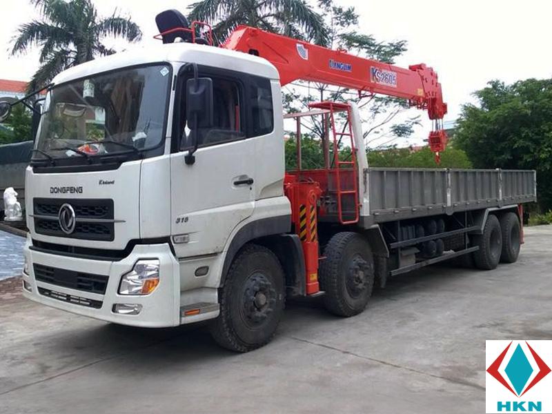 Xe Tải Dongfeng L340 4 Chân 15 Tấn Gắn Cẩu Kanglim 10 Tấn