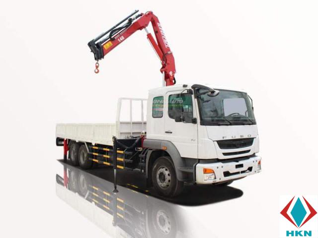 Xe Tải Fuso 3 Chân 12 Tấn Gắn Cẩu Ferrari 5 Tấn 4 Khúc