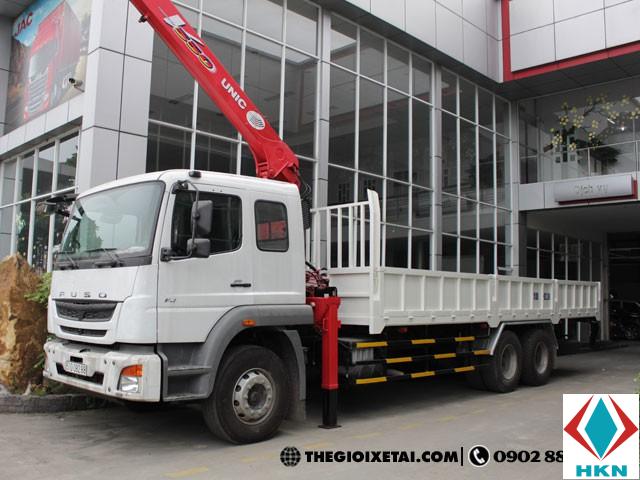 Xe Tải Fuso 3 Chân 13 Tấn Gắn Cẩu Unic 5 Tấn 4 Khúc