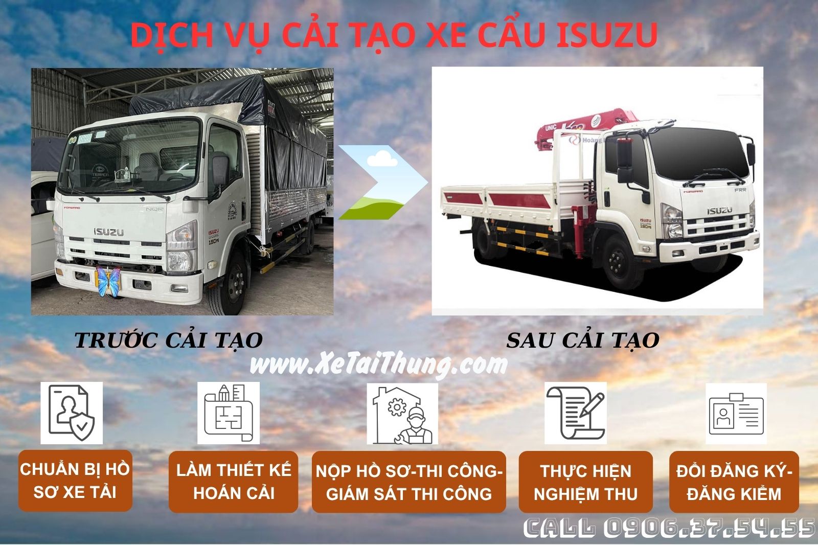 Cải Tạo Xe Tải Isuzu NQR 5 tấn Thành Xe Tải Gắn Cẩu