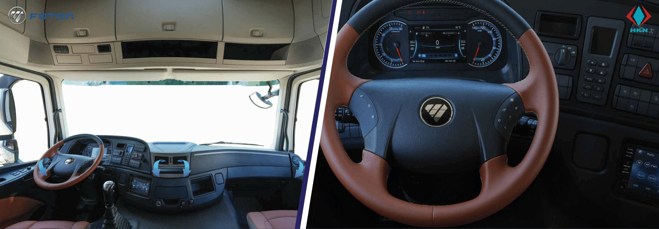 Toàn cảnh nội thất Foton Auman
